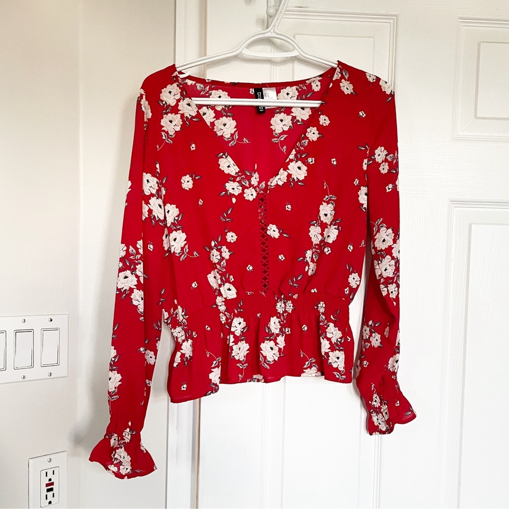 H&M Floral Peplum Blouse